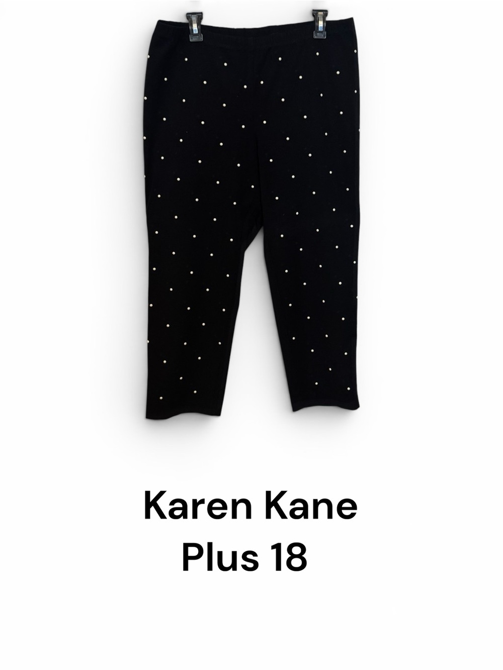 Karen Kane Black Stretch Cropped Pants/Jeans with Pearl Stud Detail PLUS 18W #U